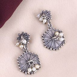 Anouk Silver Plated Cubic Zirconia StuddedContemporary Drop Earrings-32