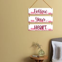 WallDaddy Pink & White Printed Wooded Wall HangingDecor-image-68