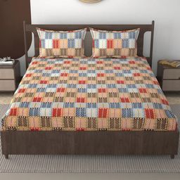 FURNOFY Checked Superfine Queen Bedsheets-image-51