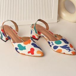 Street Style Store Colourblocked Mid-Top Ethnic Block Mules-48