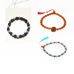 Divine souvenirs Unisex Set Of 3 Artificial Beaded Elasticated Bracelets-38