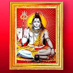 SUNINOW Gold Toned & Red Lord Shiva Printed Photo Frame-14