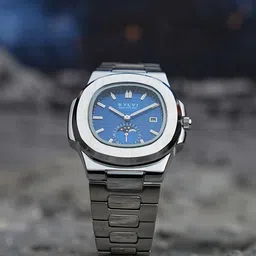 Sylvi Men Patterned Dial & Stainless Steel Straps Analogue Multi Function Watch-picture-2