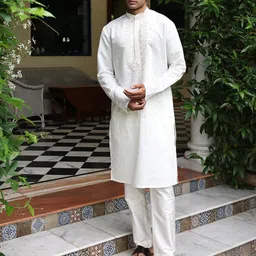 PATR Men Floral Embroidered Kurta-19