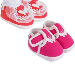 NESKA MODA 12 To 18 Month Set of 2 Pair Toddler Baby Girls Butterfly Non Slip Cotton Booties-image-49