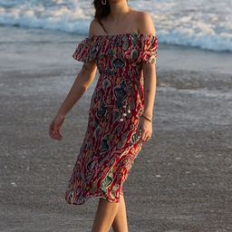 Anasi Clothing Women Floral Off-Shoulder Flutter Sleeve A-Line Maxi Dress-picture-28