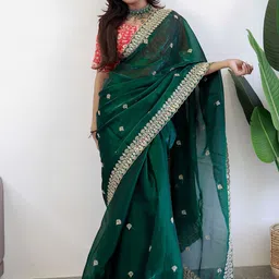 Anouk Floral Embroidered Organza Saree-image-83