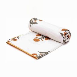 JP SHINE Orange & White Floral AC Room 210 GSM Double Bed Dohar-image-34