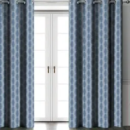 Aura Blue Set of 2 Black Out Long Door Curtain-picture-16