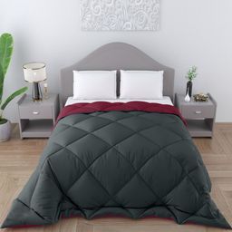 CHICERY Grey & Maroon Microfiber AC Room Single Bed Comforter-18