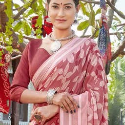 Mitera Poly Chiffon Block Print Saree image 3