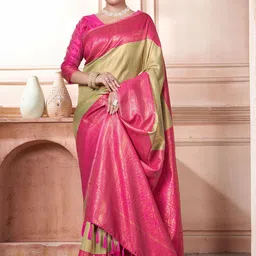 Mitera Woven Design Zari Silk Blend Kanjeevaram Saree-image-30