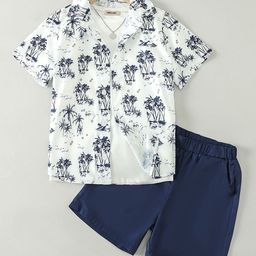 INCLUD Boys Tropical Printed Lapel Collar Shirt With Shorts-image-40