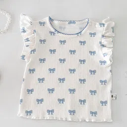 LULU & SKY Girls Printed Flutter Sleeve Top-picture-10