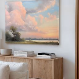 Artsense Pink & White Printed Canvas Wall Art-image-81