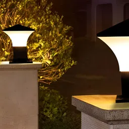 KINIS 2-Pcs Black Modern Shape Gate & Garden Outdoor Lamps-image-58