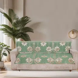 BREVARD Green Embroidered Other Sofa Cover-image-76