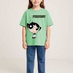 YK X Minute Mirth Girls Powerpuff Girls Printed Drop-Shoulder Sleeves Pure Cotton T-Shirt-picture-18