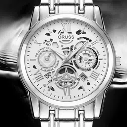 ORUSS Men Round Dial & Stainless Steel Straps Analogue Watch IHGIJBFDJBED-20