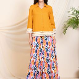 DEEBACO Printed Long Sleeves Shirt With Palazzo Co-Ords-image-75