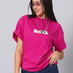 Besick Women Graphic Printed Round Neck Cotton Oversized T-shirt-picture-30