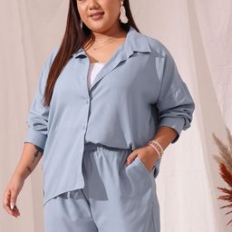 CURVY STREET Long Sleeves Shirt & Shorts Co-Ords-image-60