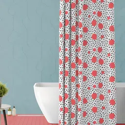 ArtzFolio White & Pink Geometric Printed Waterproof Shower Curtain-image-10