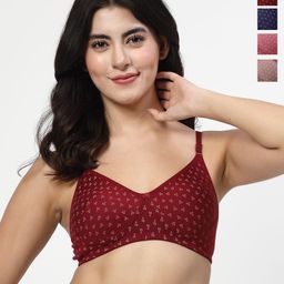 LILY Pack Of 4 Printed Full CoverageSeamless Non Padded T Shirt Bra-43