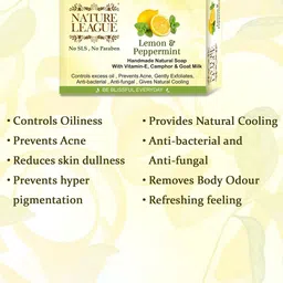 NATURE LEAGUE Set Of 10 Lemon & Peppermint Soap For Skin Nourishing - 100 g Each image 2