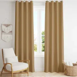 parda online Deep Beige Polyster Solid 9ft Blackout Eyelet Window/Door (1 Pc)-picture-39