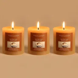hosley Hazelnut Aroma Set of 3 Cream Wax Scented Candles-picture-27
