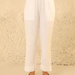 House of Chikankari Women Relaxed Straight Leg Trousers-picture-19