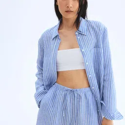 H&M Linen Drawstring Shorts-image-69