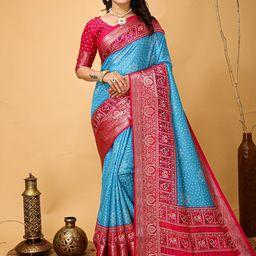 KALINI Bandhani Zari Art Silk Banarasi Saree-image-52