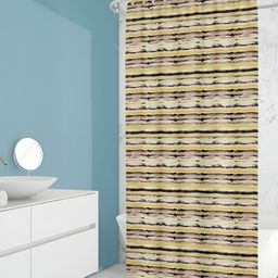 ArtzFolio Beige & Pink Abstract Printed Printed Waterproof Shower Curtain-3