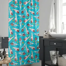 ArtzFolio Blue & Peach Colored Printed Waterproof Shower Curtain-17