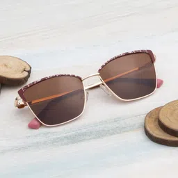Ted Smith Women Cateye Sunglasses with Polarised and UV Protected Lens SUN-MERISE_BUGD-14