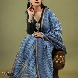 Ushvii Ethnic Motifs Printed Cotton Silk Dupatta with Zardozi-picture-29