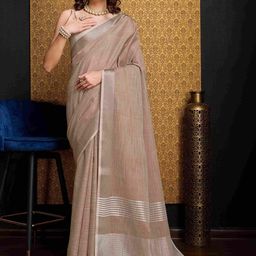 KALINI Beige Pure Linen Sarees-picture-16