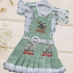 FASHION GRAB Floral Print Denim A-Line Dress-48