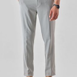 Snitch Men Grey Mid-Rise Slim Fit Formal Trousers-image-50