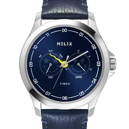 Helix Men Brass Dial & Leather Straps Analogue Watch TW055HG05-12
