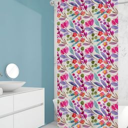 ArtzFolio White & Pink Printed Waterproof Shower Curtain-image-96