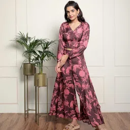 Label Ishnya Printed V-Neck Long Sleeves Top With Palazzo-image-6