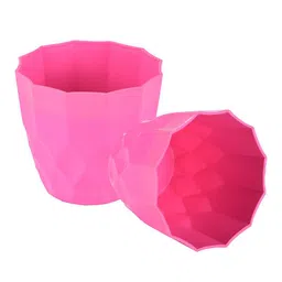 Kuber Industries Pink 2 Pieces Barfi Pattern Flower Pots for Garden image 2