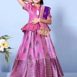 BAESD Girls Woven Design Ready to Wear Lehenga & Blouse With Dupatta-picture-11