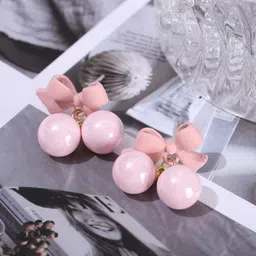 VAGHBHATT Gold-Plated Pearls Studded Bow Shaped Studs image 3