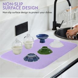 Kuber Industries 2-Pcs Red & Green Non Slip Dish Drying Mats image 3