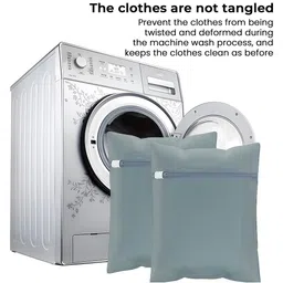 Kuber Industries 12-Pcs Grey Reusable Rectangular Durable Laundry Bags With Zipper image 3