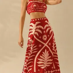 Routes by All About You Printed Square Neck Top With Skirt Co-Ords Set-picture-35